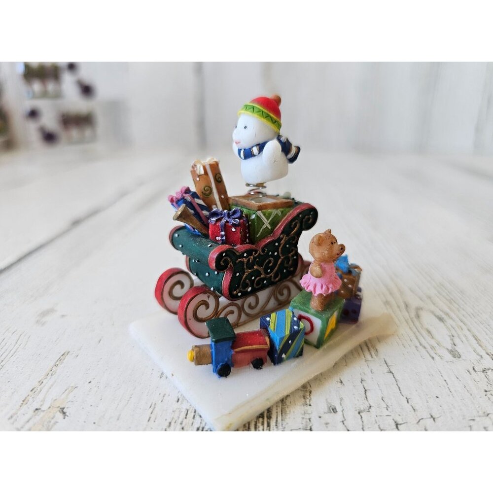 Owell? Toys sleigh snowman village accessory people bobble